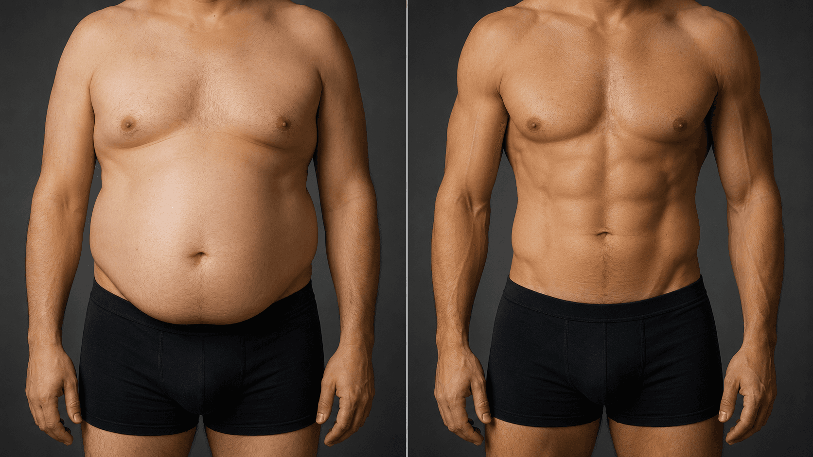 Visual comparison of two body silhouettes showing apple-shaped visceral fat distribution versus pear-shaped subcutaneous fat distribution