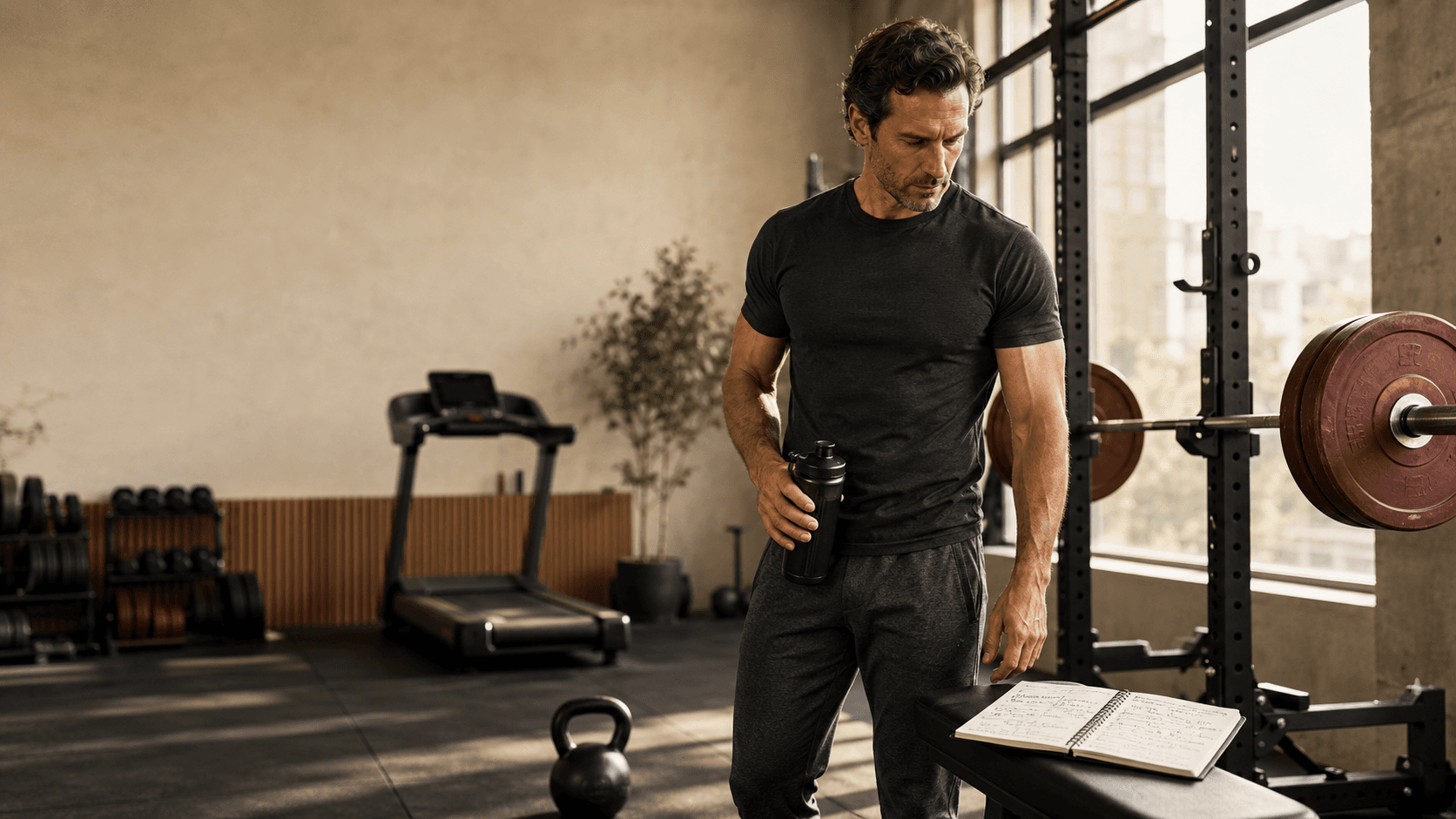 Athlete training in a gym environment, representing the varied high-intensity conditioning methods that outperform treadmill running for fat loss