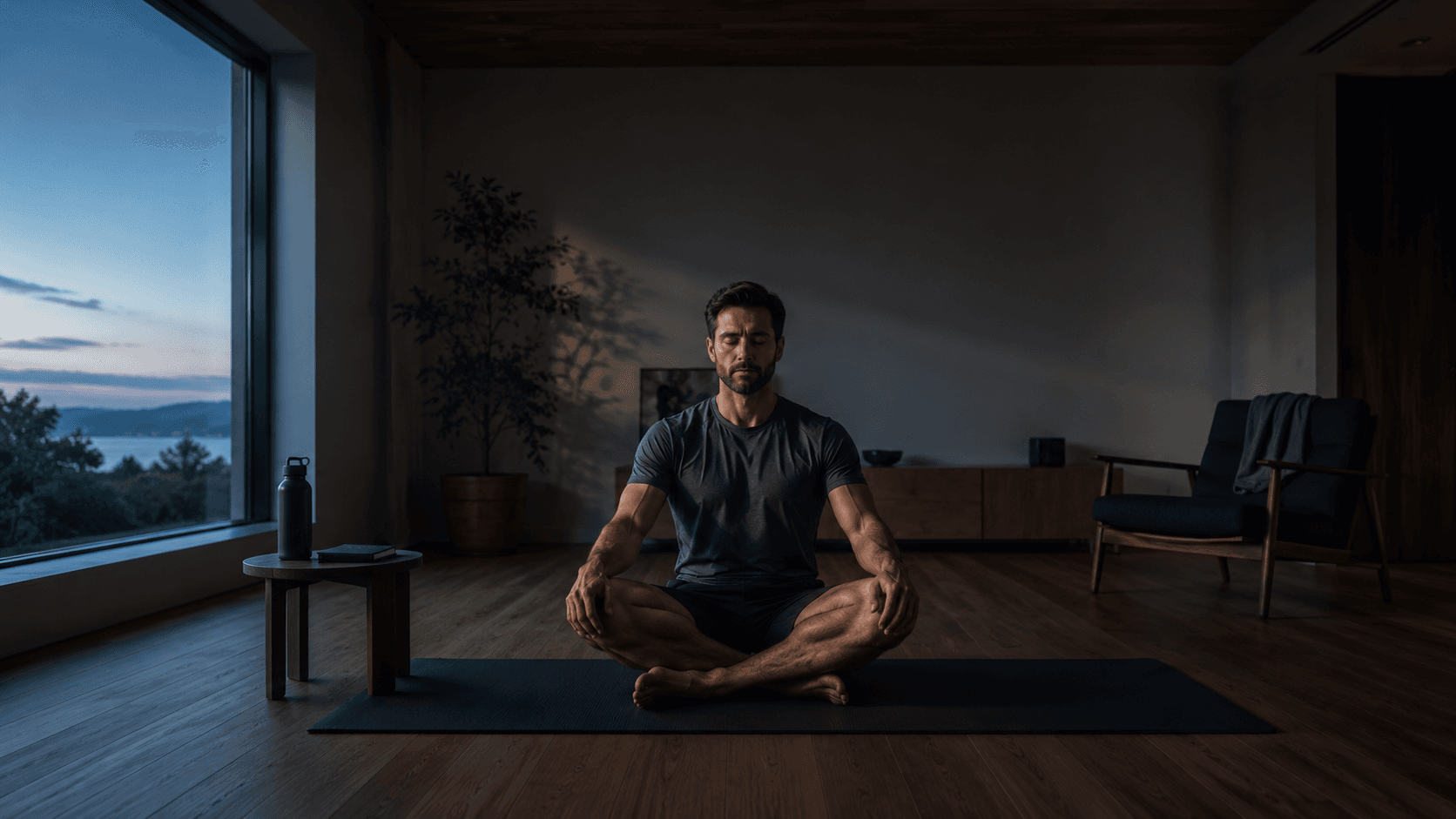 A person sitting alone looking downward, representing the internal negative thought loop that sabotages health behaviour and programme adherence