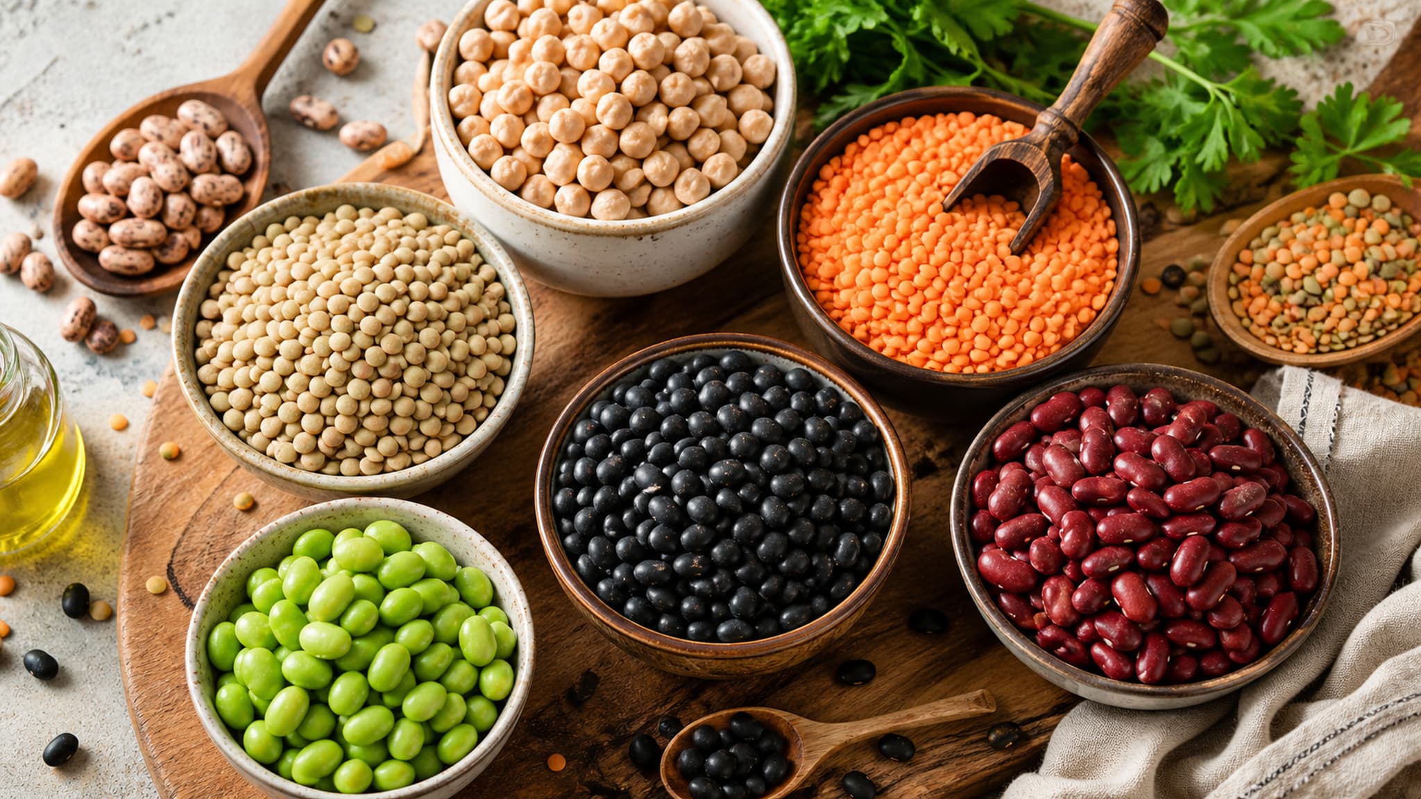 A colourful selection of legumes and pulses — lentils, chickpeas, black beans, and kidney beans — among the most nutritionally versatile foods eliminated by strict paleo