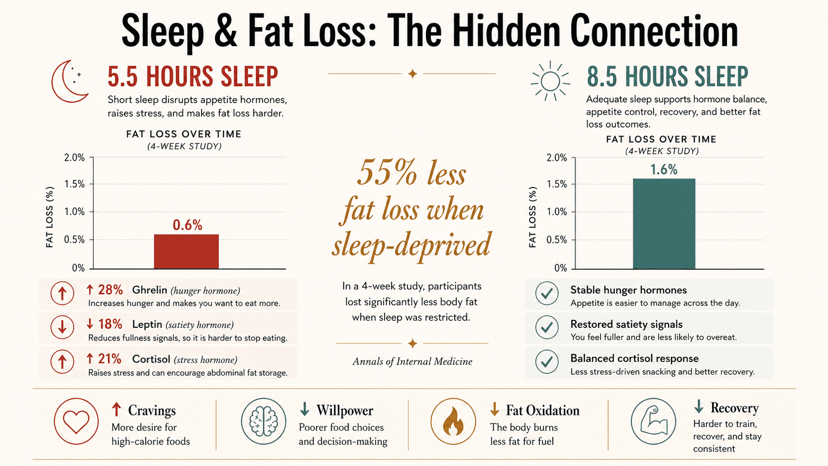 The impact of sleep deprivation on hormones, hunger, and fat loss progress