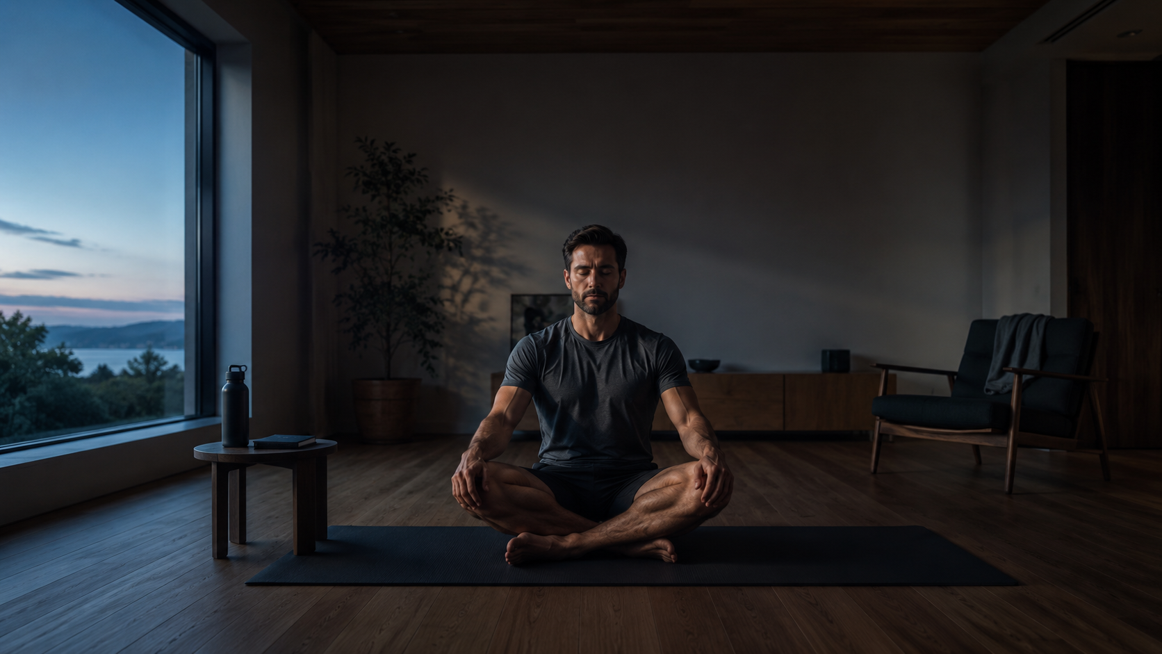 A person sitting alone looking downward, representing the internal negative thought loop that sabotages health behaviour and programme adherence