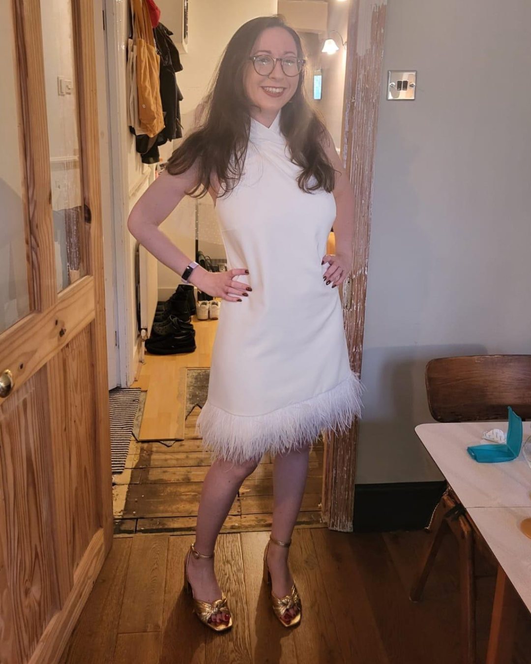 Emily in her new wardrobe.