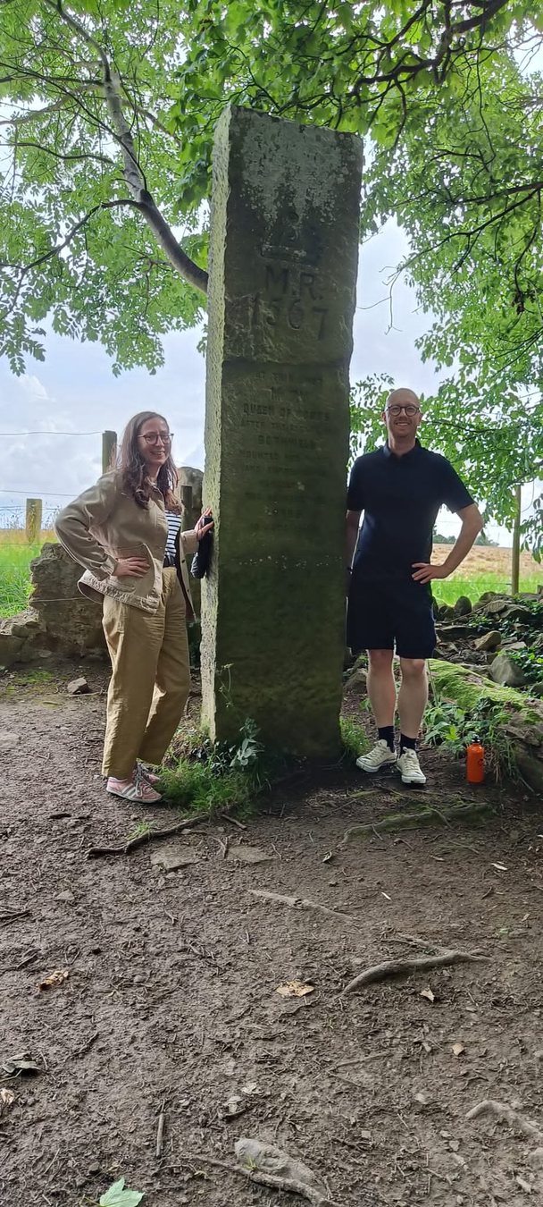 Gavin and Emily on a trail walk in the Scottish countryside.