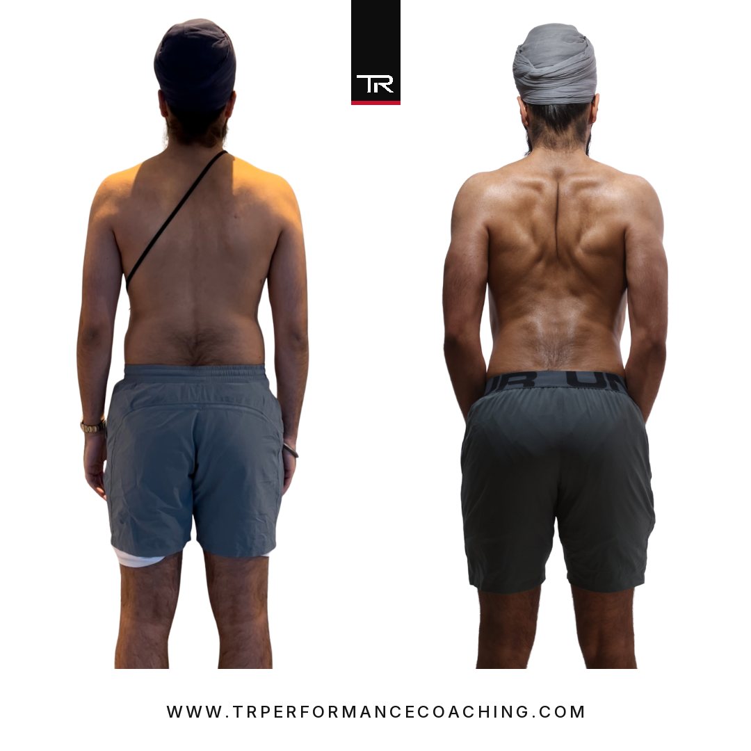 Prabh Singh back, before and after, leaner and more defined
