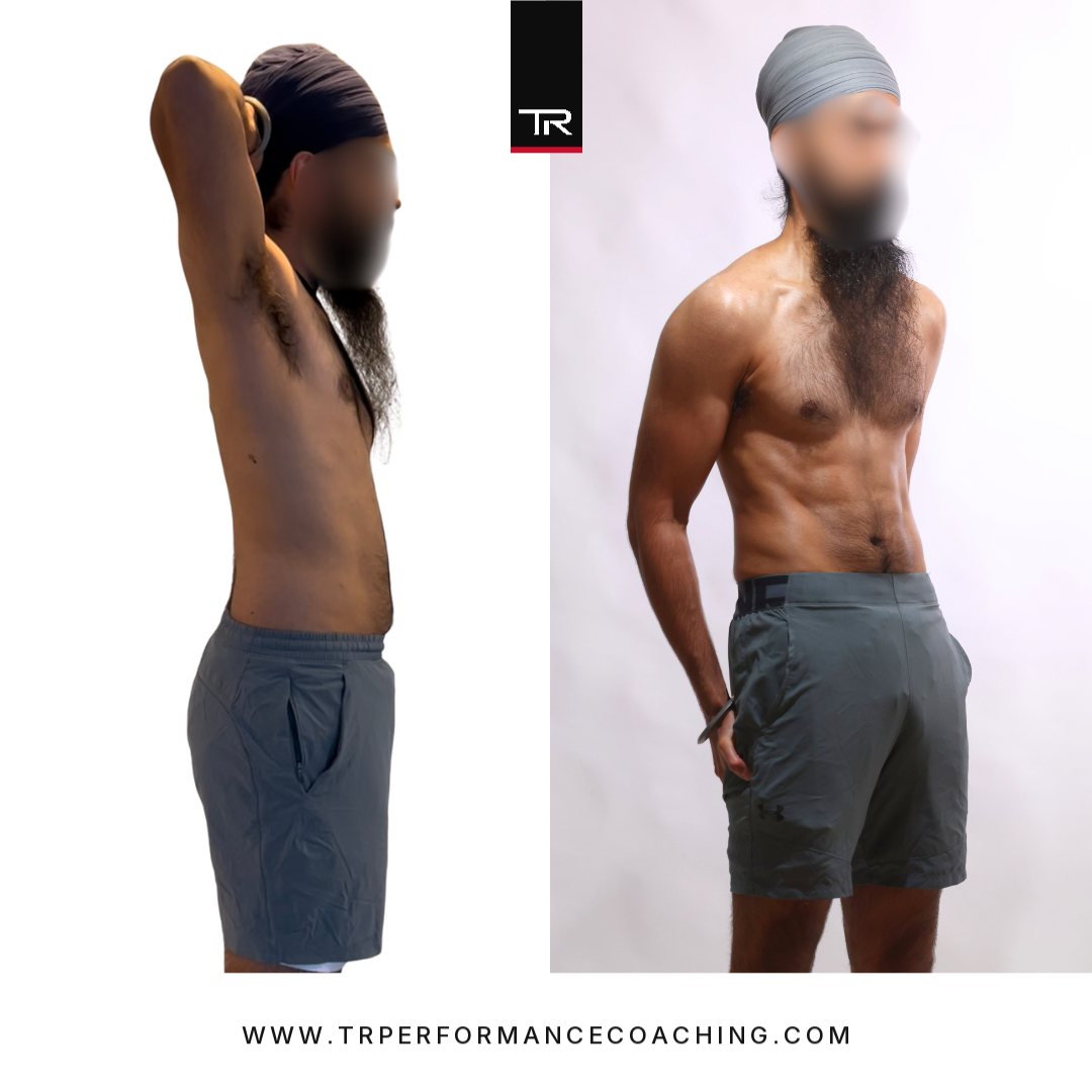 Prabh Singh side profile, before and after his 12-week transformation